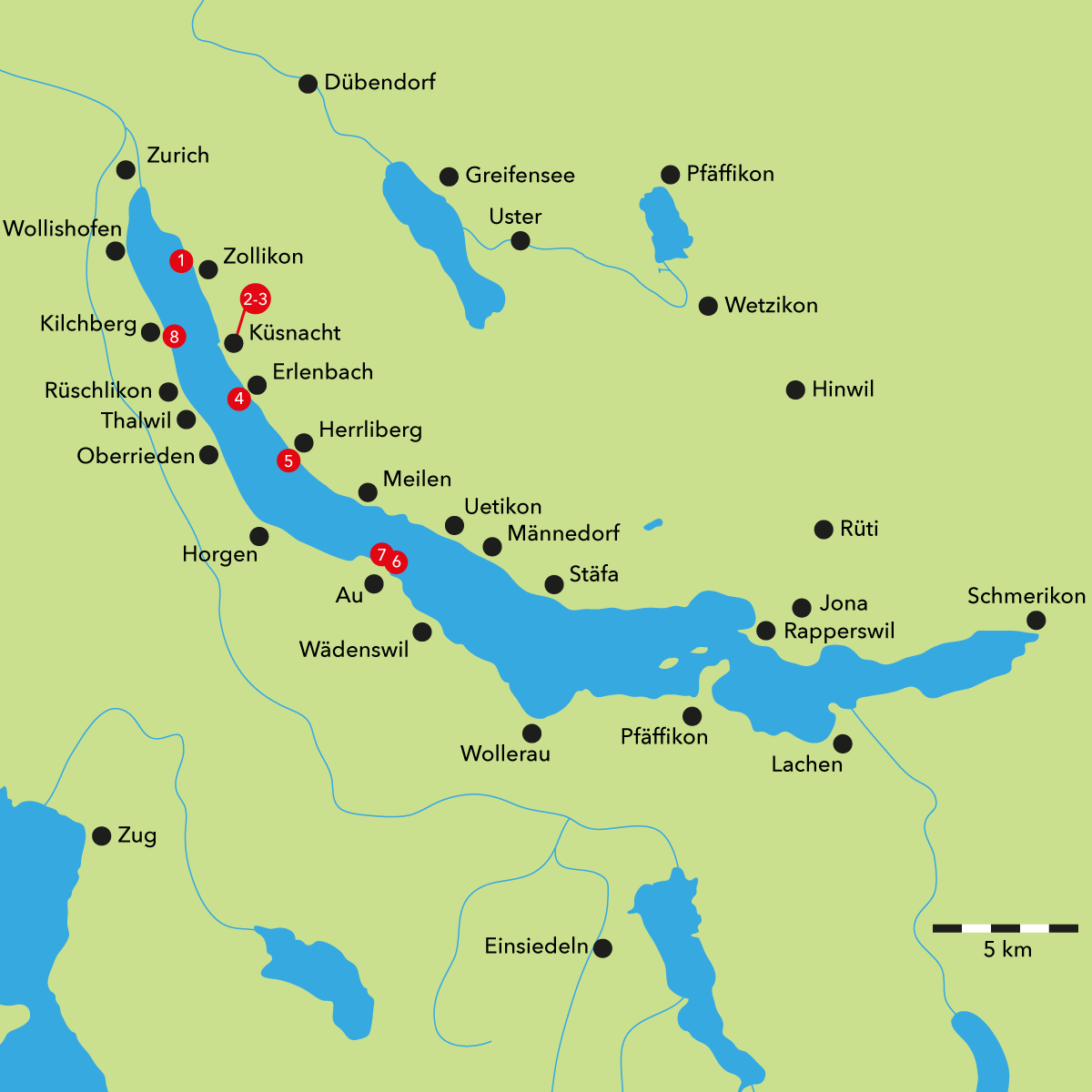 zurich lake cruise map